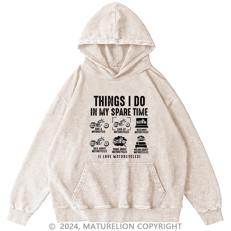 Maturelion Men's Hoodie Things I Do In My Spare Time DTG Printing Washed Hoodie