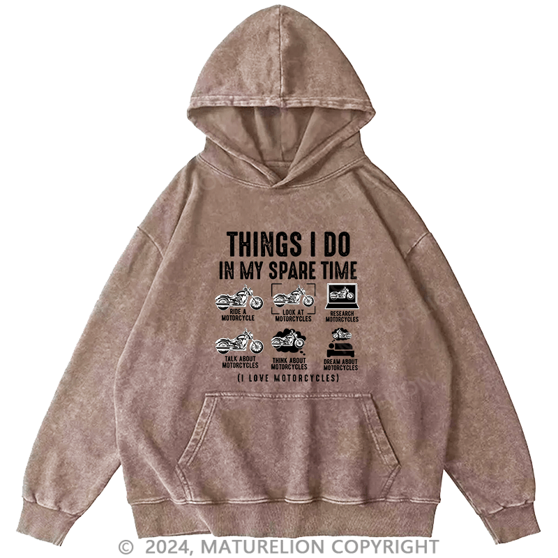 Maturelion Men's Hoodie Things I Do In My Spare Time DTG Printing Washed Hoodie