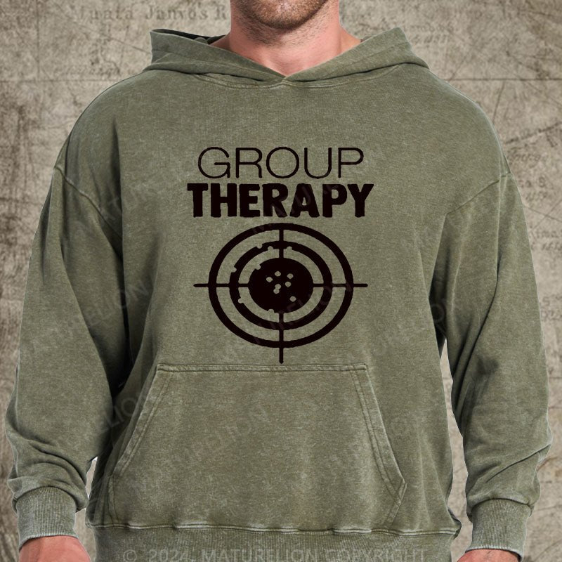 Maturelion Group Therapy Target Practice Shooting DTG Printing Washed Custom Hoodie