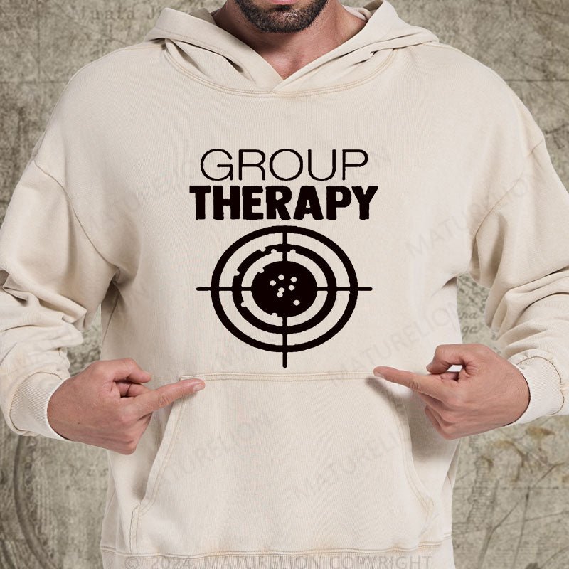 Maturelion Group Therapy Target Practice Shooting DTG Printing Washed Custom Hoodie