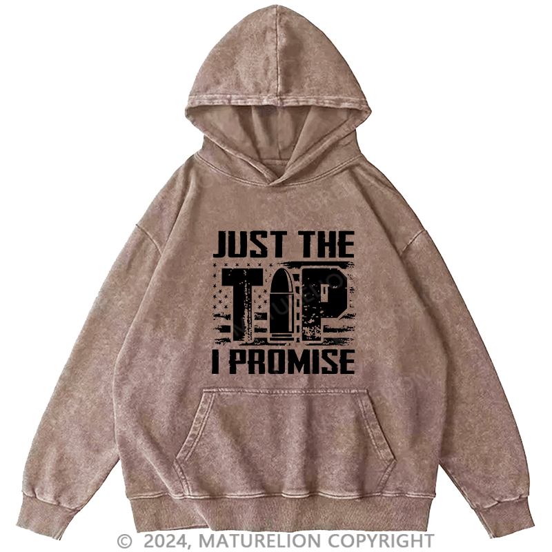 Maturelion Men's Hoodie Just The Tip I Promise DTG Printing Washed Hoodie