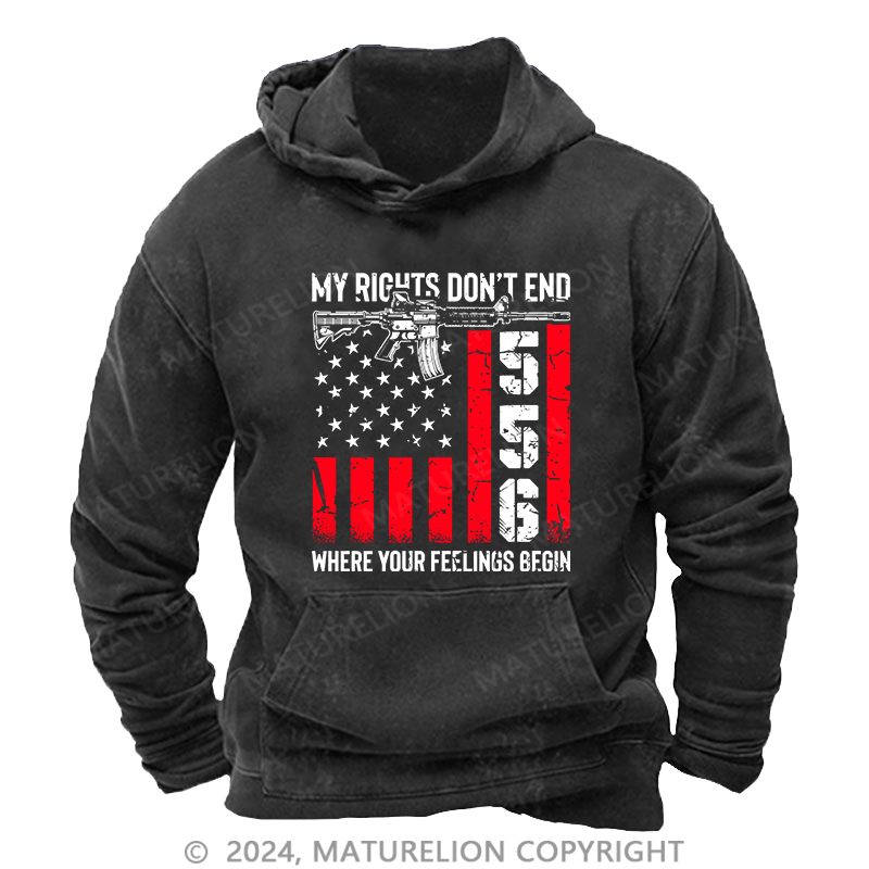 Maturelion Men's Hoodie My Rights Don't End DTG Printing Washed Hoodie