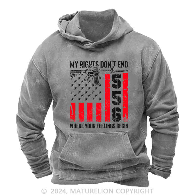 Maturelion Men's Hoodie My Rights Don't End DTG Printing Washed Hoodie