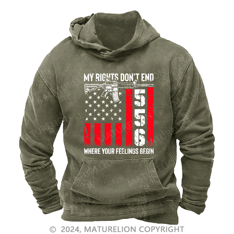 Maturelion Men's Hoodie My Rights Don't End DTG Printing Washed Hoodie