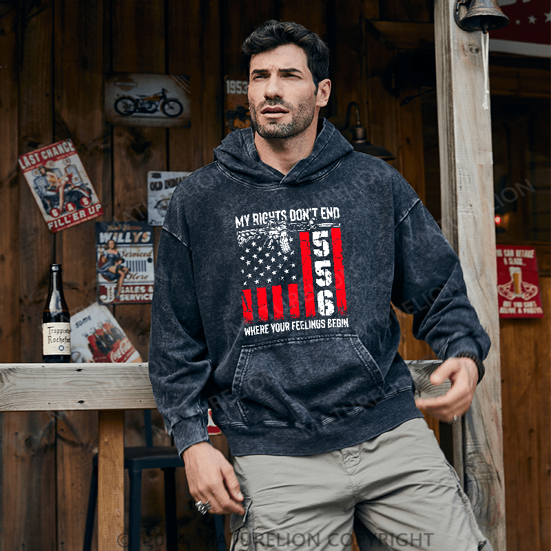 Maturelion Men's Hoodie My Rights Don't End DTG Printing Washed Hoodie
