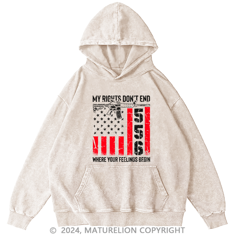 Maturelion Men's Hoodie My Rights Don't End DTG Printing Washed Hoodie