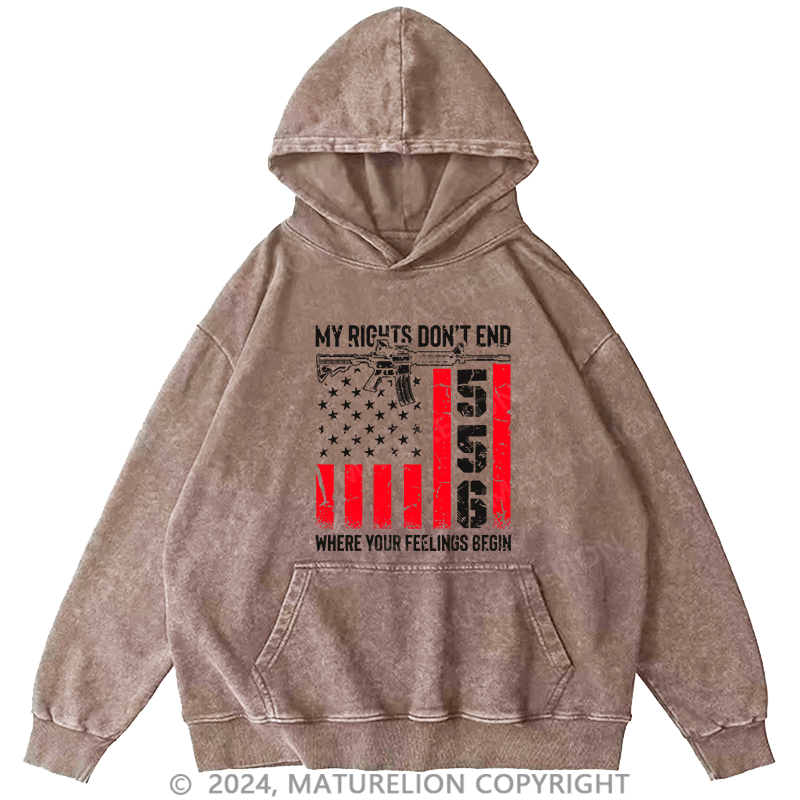 Maturelion Men's Hoodie My Rights Don't End DTG Printing Washed Hoodie