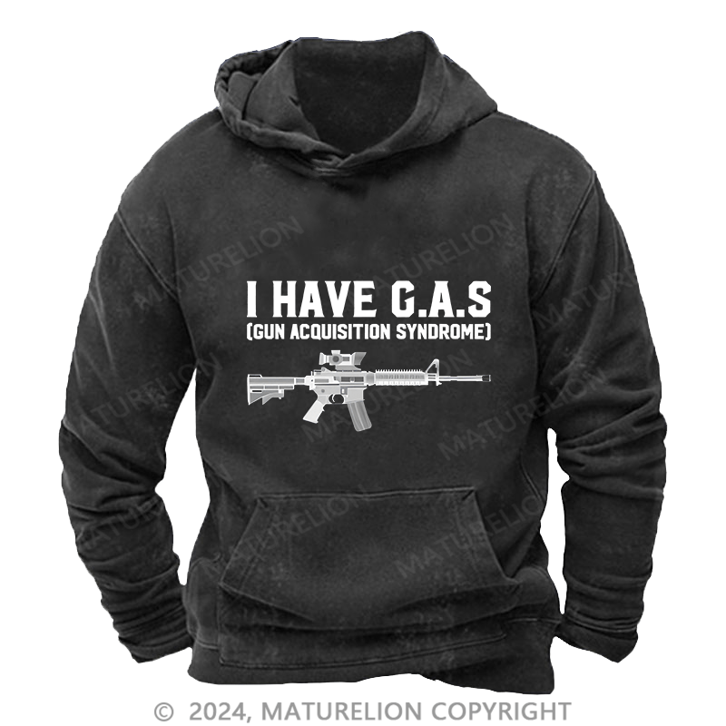 Maturelion Men's Hoodie I HAVE C.A.S DTG Printing Washed Hoodie