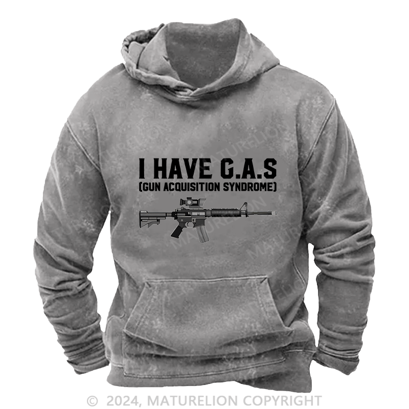 Maturelion Men's Hoodie I HAVE C.A.S DTG Printing Washed Hoodie