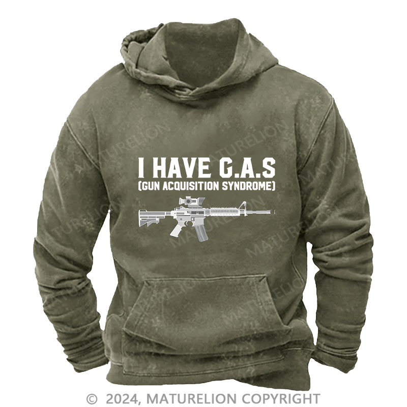 Maturelion Men's Hoodie I HAVE C.A.S DTG Printing Washed Hoodie