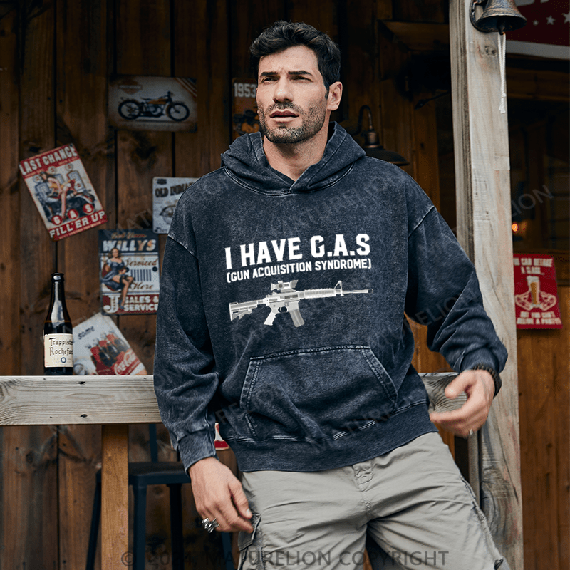Maturelion Men's Hoodie I HAVE C.A.S DTG Printing Washed Hoodie