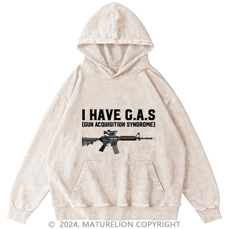 Maturelion Men's Hoodie I HAVE C.A.S DTG Printing Washed Hoodie