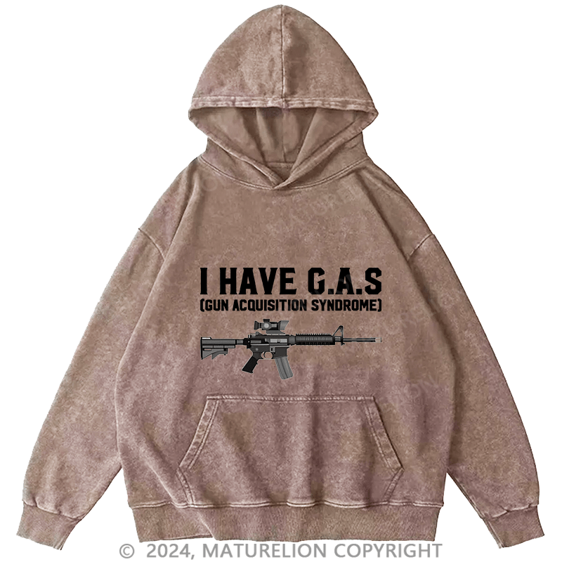 Maturelion Men's Hoodie I HAVE C.A.S DTG Printing Washed Hoodie