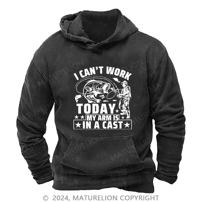 Maturelion Men's Hoodie I Can't Work Today DTG Printing Washed Hoodie