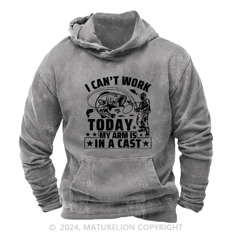 Maturelion Men's Hoodie I Can't Work Today DTG Printing Washed Hoodie