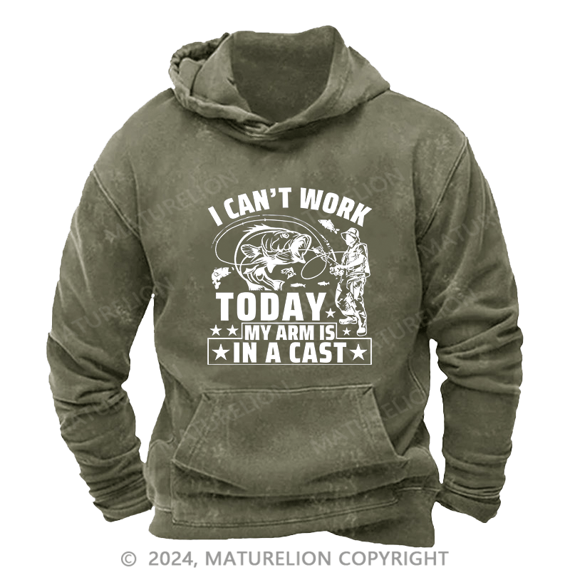 Maturelion Men's Hoodie I Can't Work Today DTG Printing Washed Hoodie