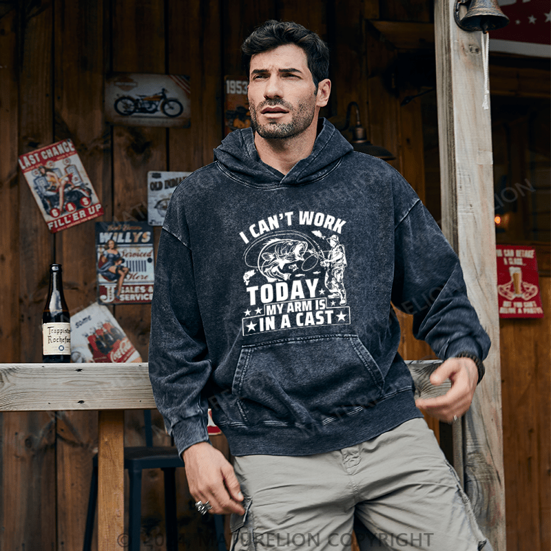 Maturelion Men's Hoodie I Can't Work Today DTG Printing Washed Hoodie