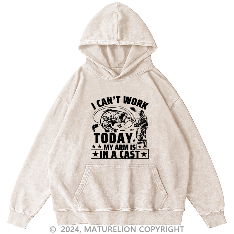 Maturelion Men's Hoodie I Can't Work Today DTG Printing Washed Hoodie