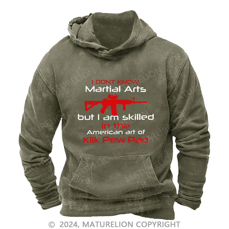 Maturelion Men's Hoodie I Dont Know Martial Arts DTG Printing Washed Hoodie