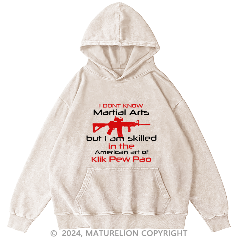 Maturelion Men's Hoodie I Dont Know Martial Arts DTG Printing Washed Hoodie