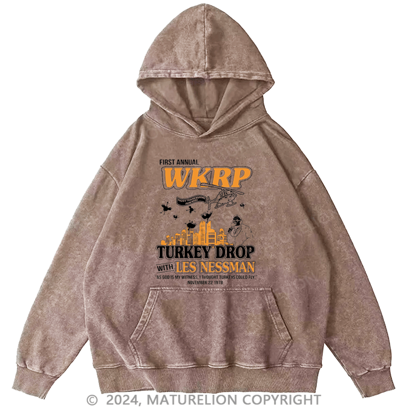 Maturelion Men's Hoodie First Annual WKRP Thanksgiving Day Turkey Drop Vintage Retro Hoodie