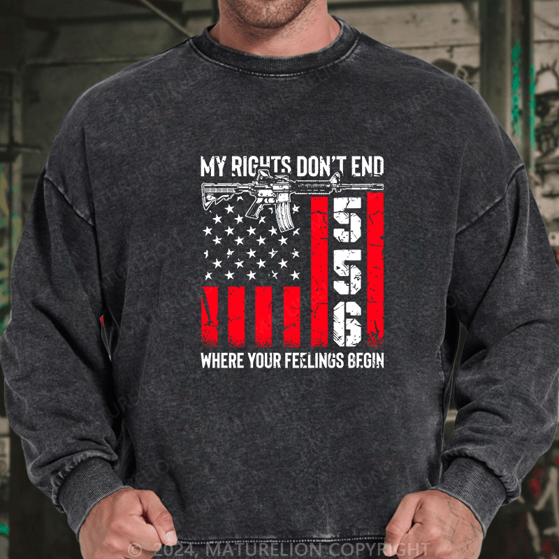 Maturelion Men's Sweatshirt My Rights Don'T End Custom Washed Sweatshirt