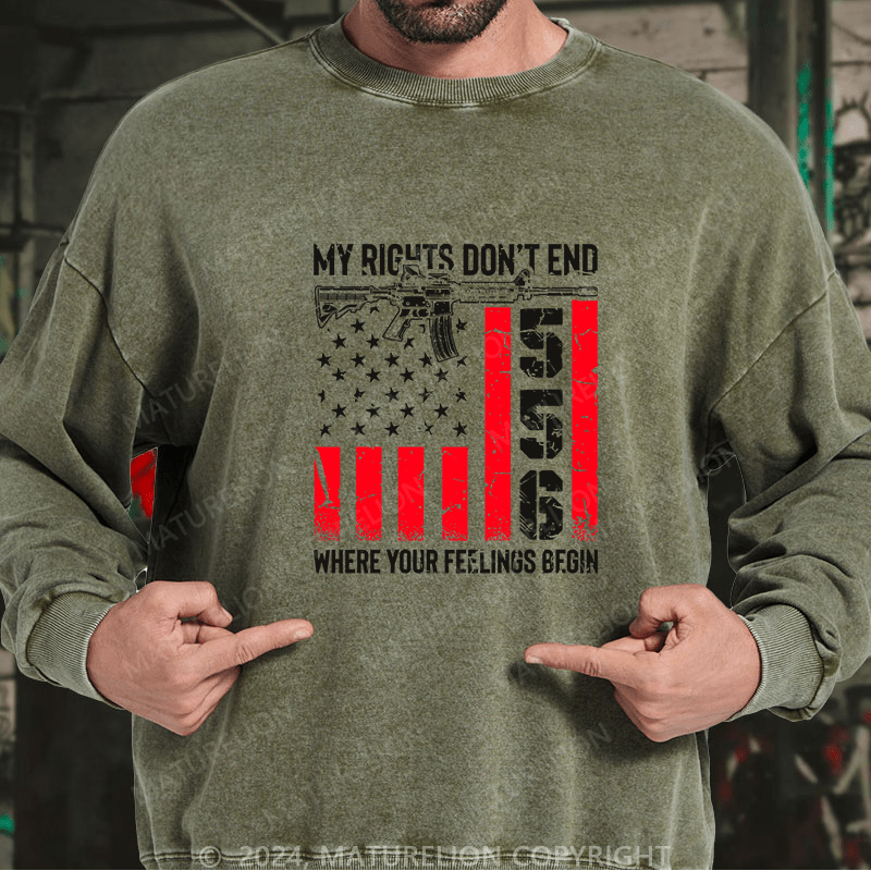 Maturelion Men's Sweatshirt My Rights Don'T End Custom Washed Sweatshirt