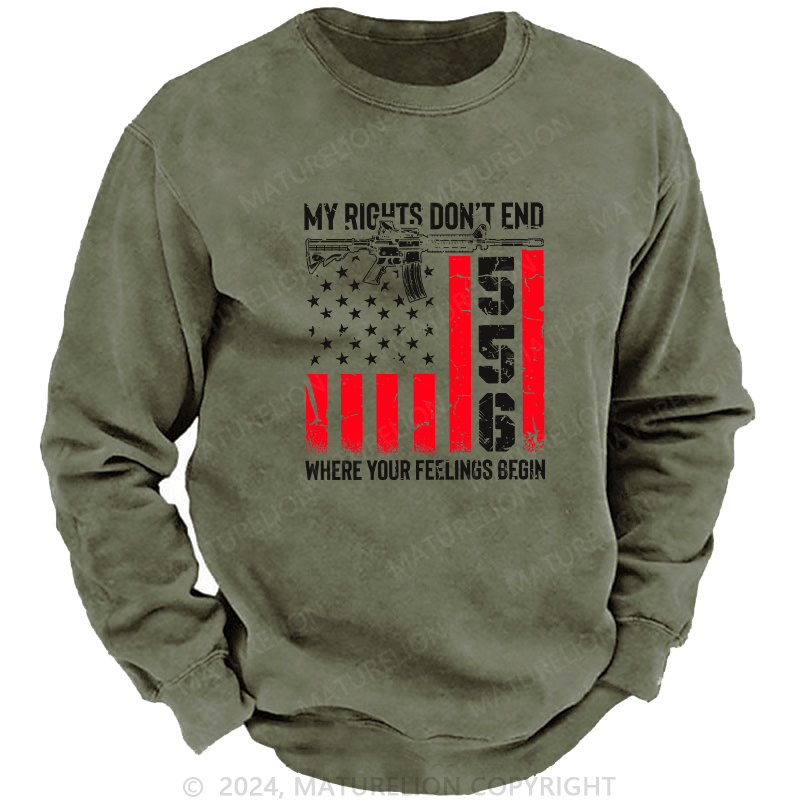 Maturelion Men's Sweatshirt My Rights Don'T End Custom Washed Sweatshirt