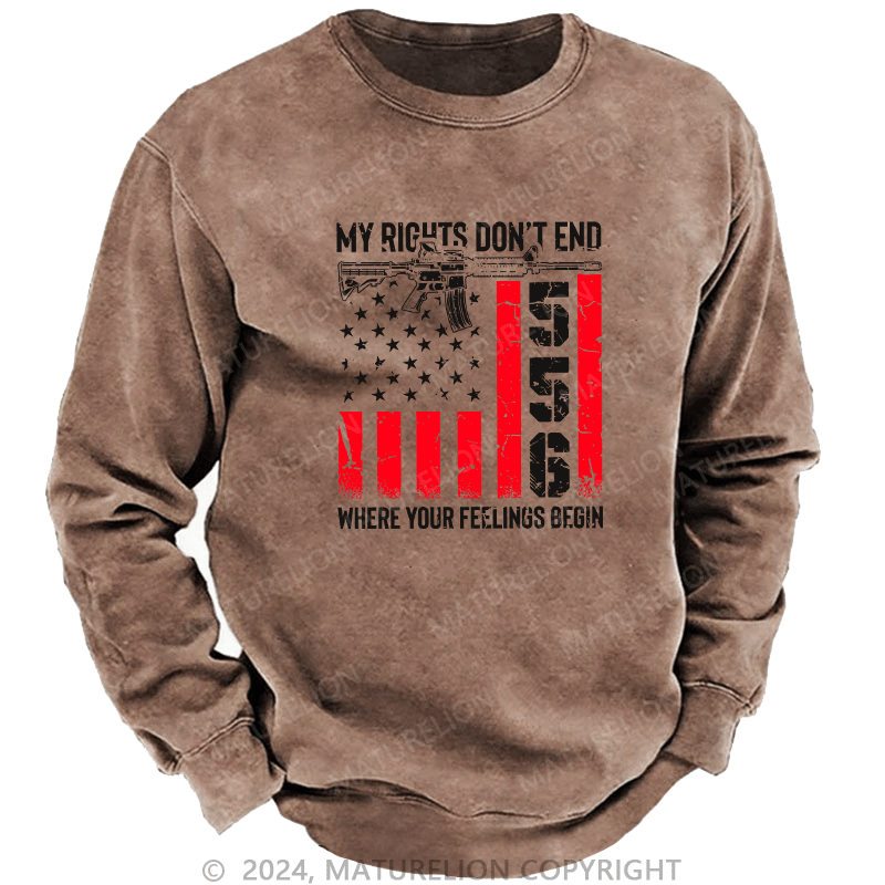 Maturelion Men's Sweatshirt My Rights Don'T End Custom Washed Sweatshirt