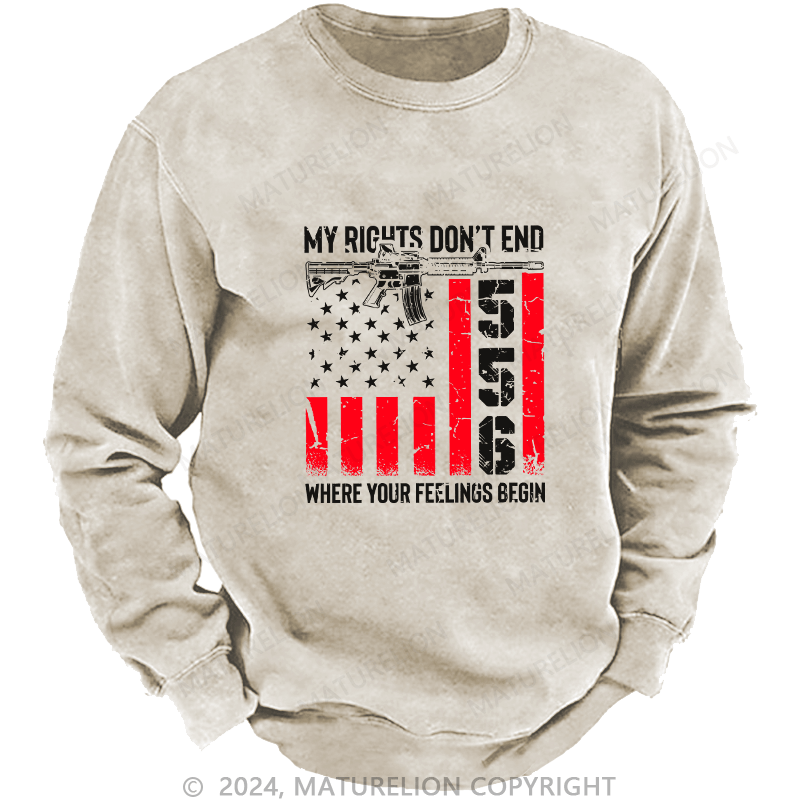 Maturelion Men's Sweatshirt My Rights Don'T End Custom Washed Sweatshirt