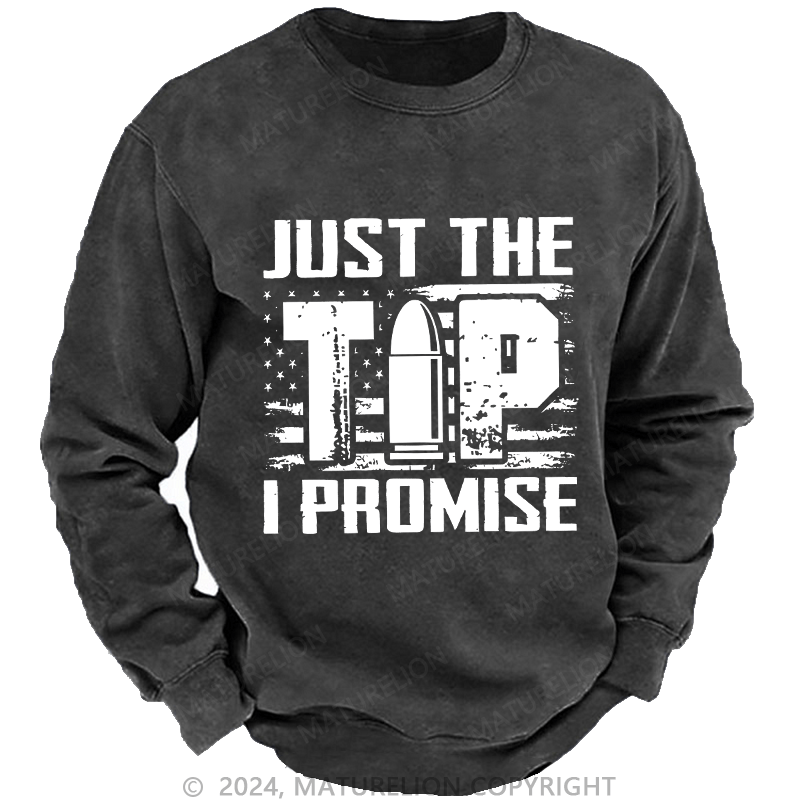 Maturelion Men's Sweatshirt Just The Tip I Promise Custom Washed Sweatshirt