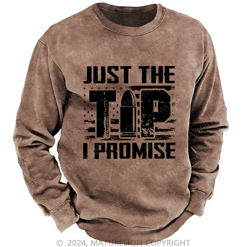 Maturelion Men's Sweatshirt Just The Tip I Promise Custom Washed Sweatshirt