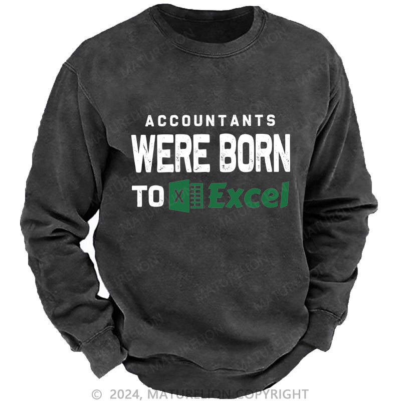 Maturelion Men's Sweatshirt Accountants Were Born Toexcel Custom Washed Sweatshirt