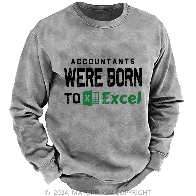 Maturelion Men's Sweatshirt Accountants Were Born Toexcel Custom Washed Sweatshirt