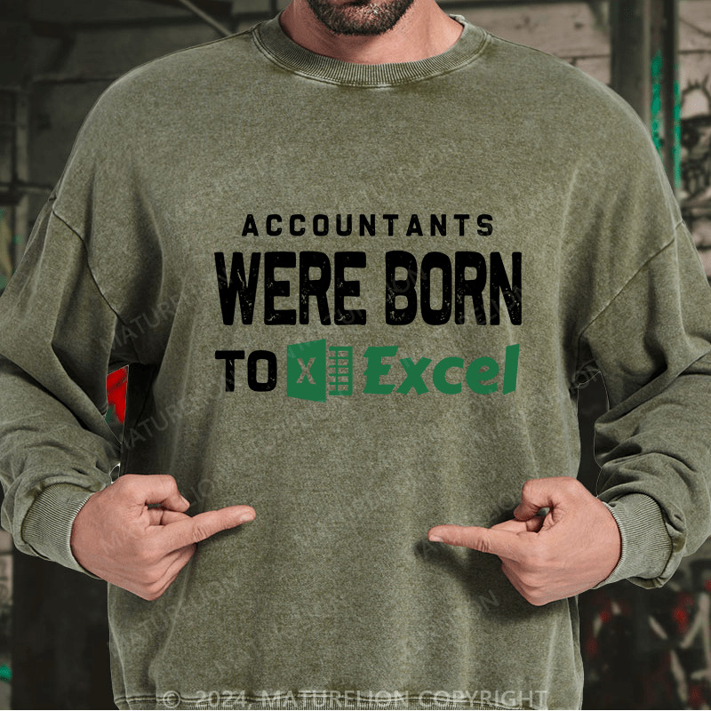 Maturelion Men's Sweatshirt Accountants Were Born Toexcel Custom Washed Sweatshirt