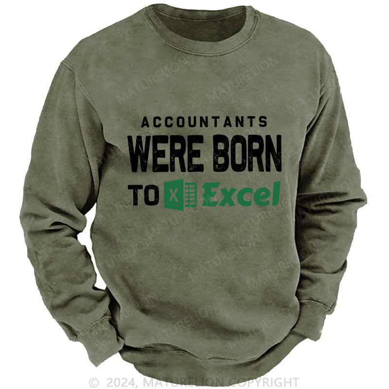 Maturelion Men's Sweatshirt Accountants Were Born Toexcel Custom Washed Sweatshirt