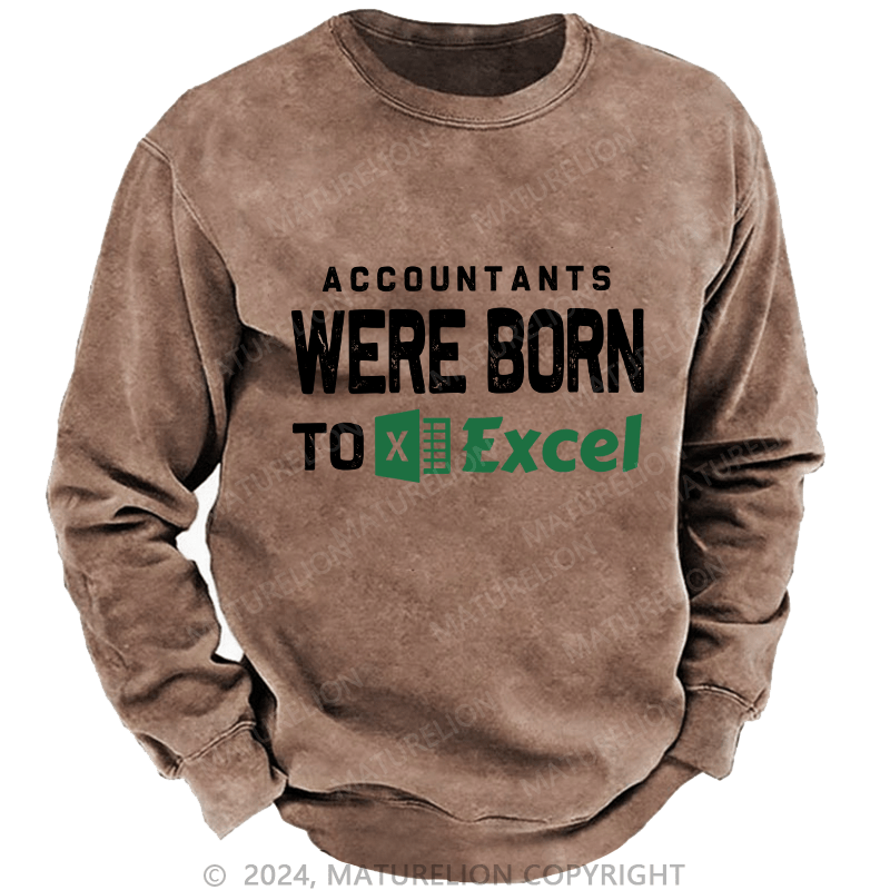 Maturelion Men's Sweatshirt Accountants Were Born Toexcel Custom Washed Sweatshirt