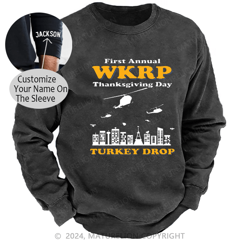 Maturelion Men's Sweatshirt WKRP Turkey Drop Sweatshirt