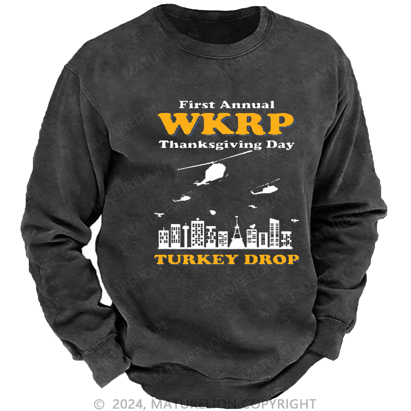 Maturelion Men's Sweatshirt WKRP Turkey Drop Sweatshirt