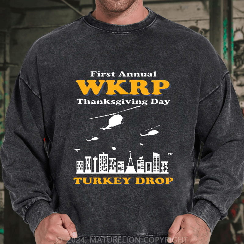 Maturelion Men's Sweatshirt WKRP Turkey Drop Sweatshirt