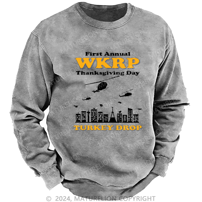 Maturelion Men's Sweatshirt WKRP Turkey Drop Sweatshirt