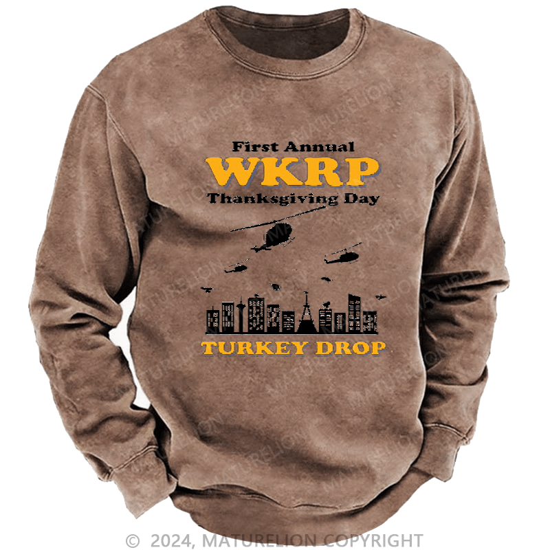 Maturelion Men's Sweatshirt WKRP Turkey Drop Sweatshirt