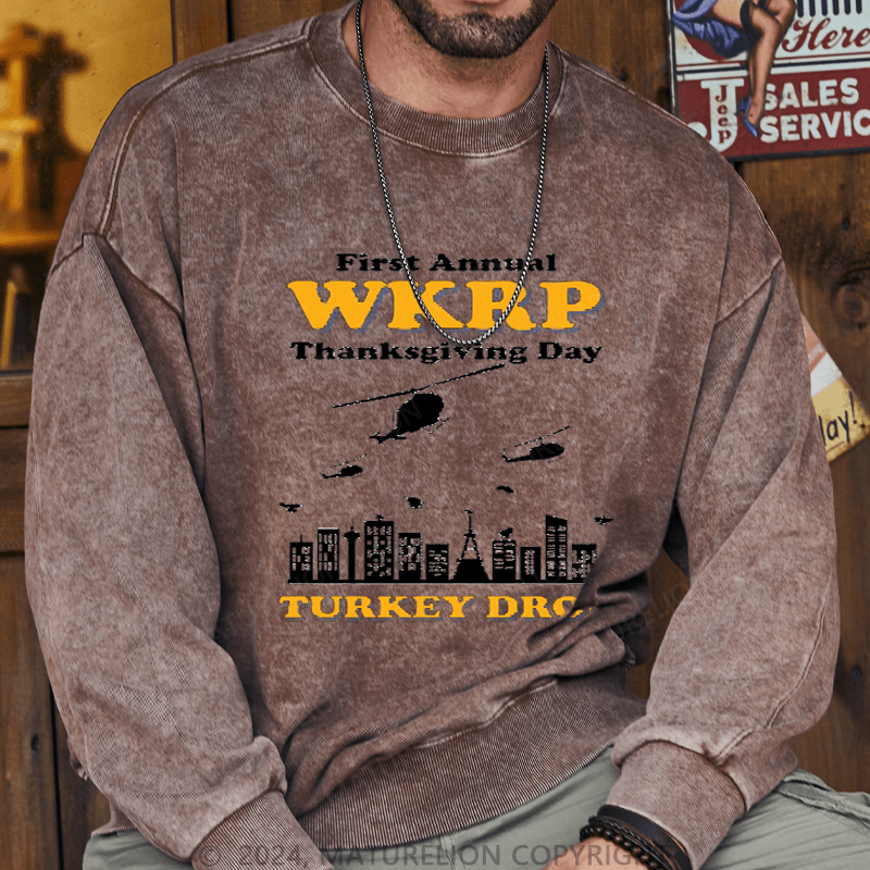 Maturelion Men's Sweatshirt WKRP Turkey Drop Sweatshirt