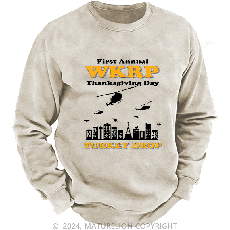 Maturelion Men's Sweatshirt WKRP Turkey Drop Sweatshirt