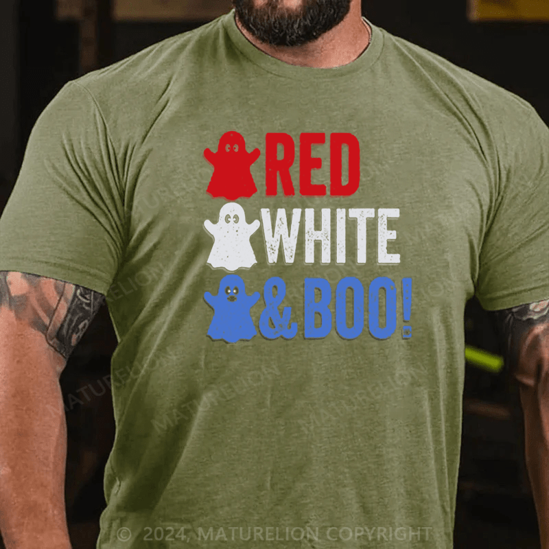 Maturelion Red, White, And Boo!Halloween T-Shirt