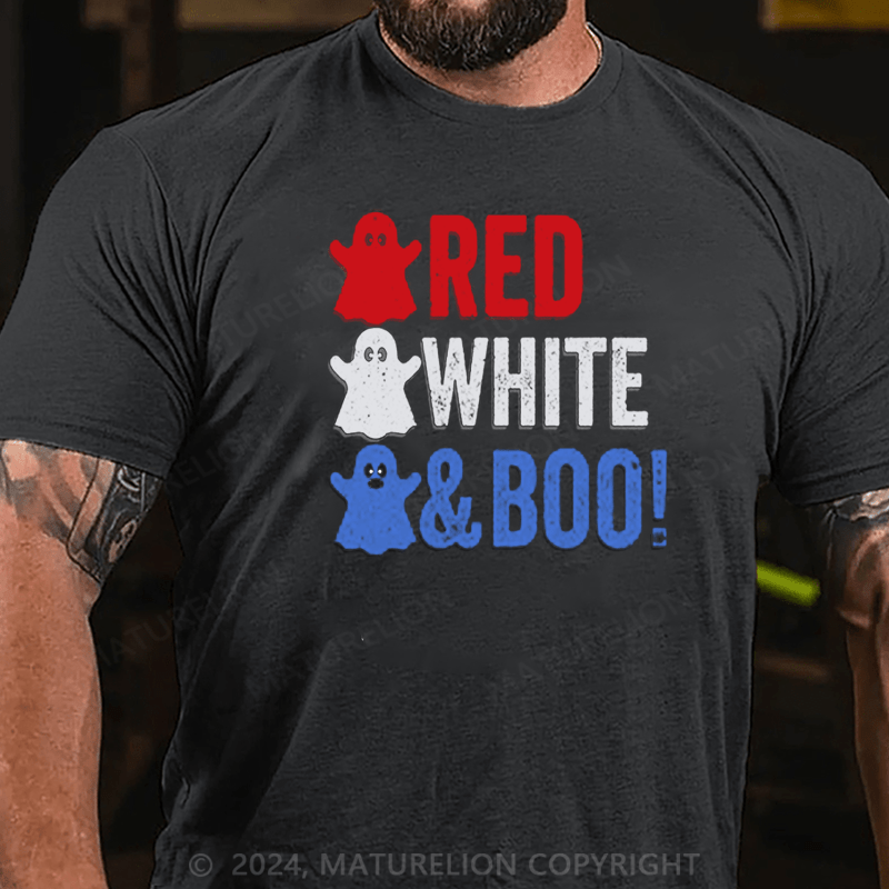 Maturelion Red, White, And Boo!Halloween T-Shirt