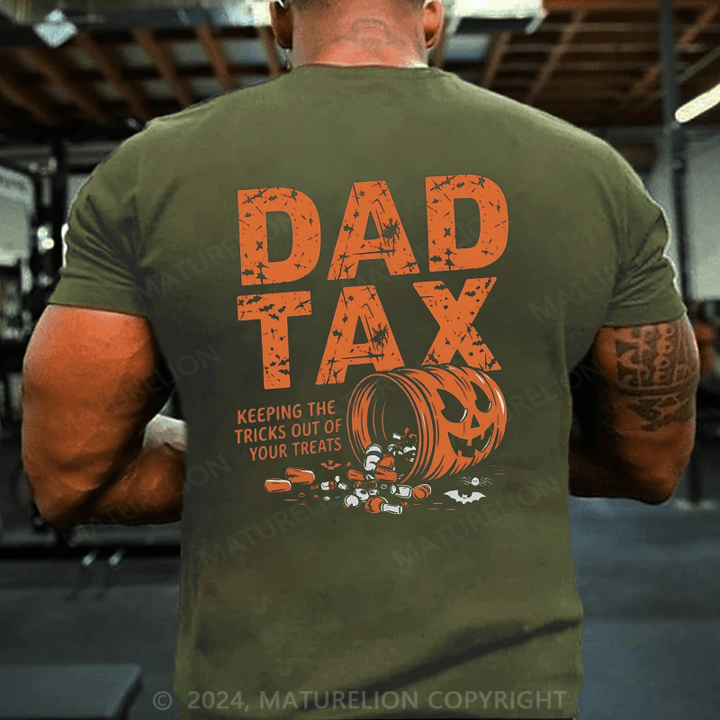 Maturelion Halloween Dad Tax keeping the tricks out of your treats pumpkin shirt