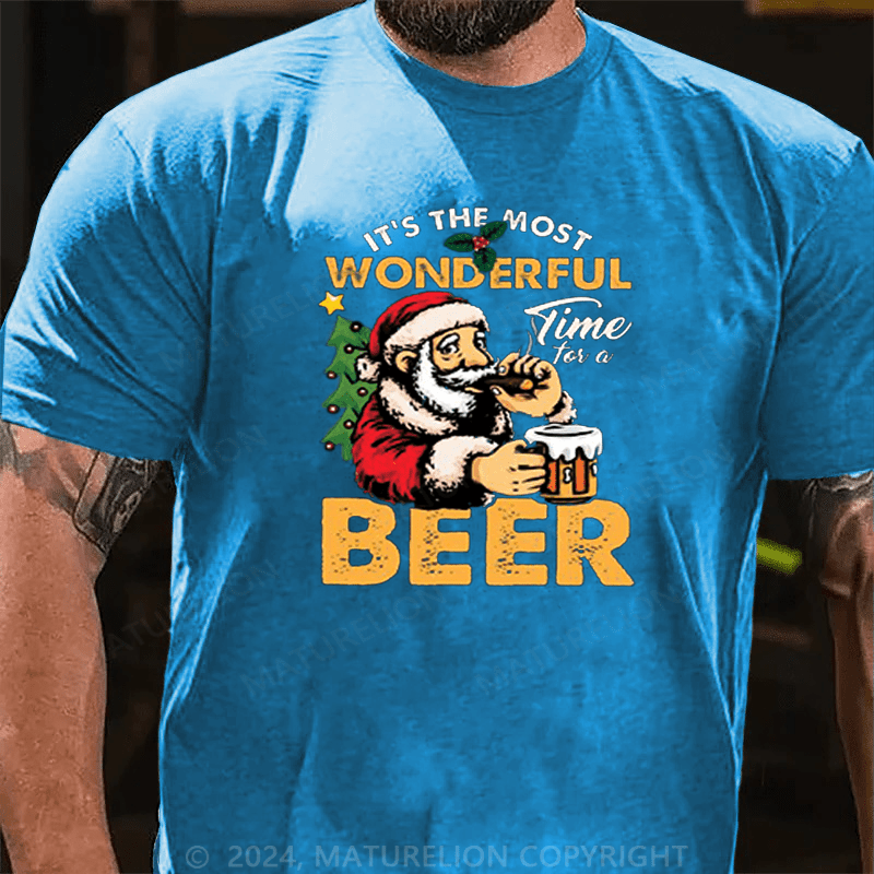 Maturelion  Christmas T-Shirt It’s The Most Wonderful Time For A Beer T-Shirt