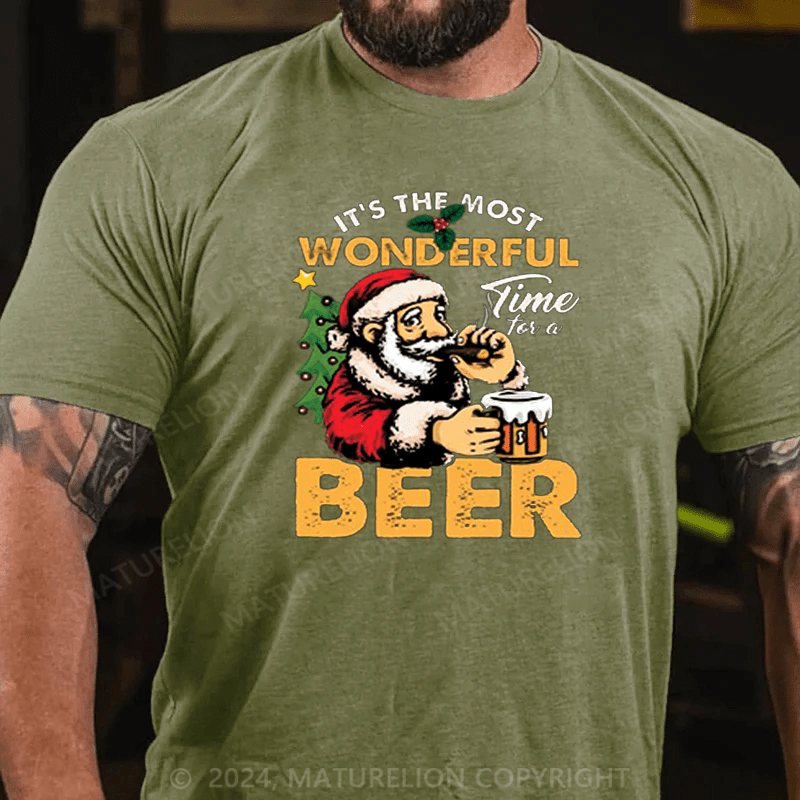 Maturelion  Christmas T-Shirt It’s The Most Wonderful Time For A Beer T-Shirt