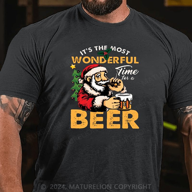Maturelion  Christmas T-Shirt It’s The Most Wonderful Time For A Beer T-Shirt